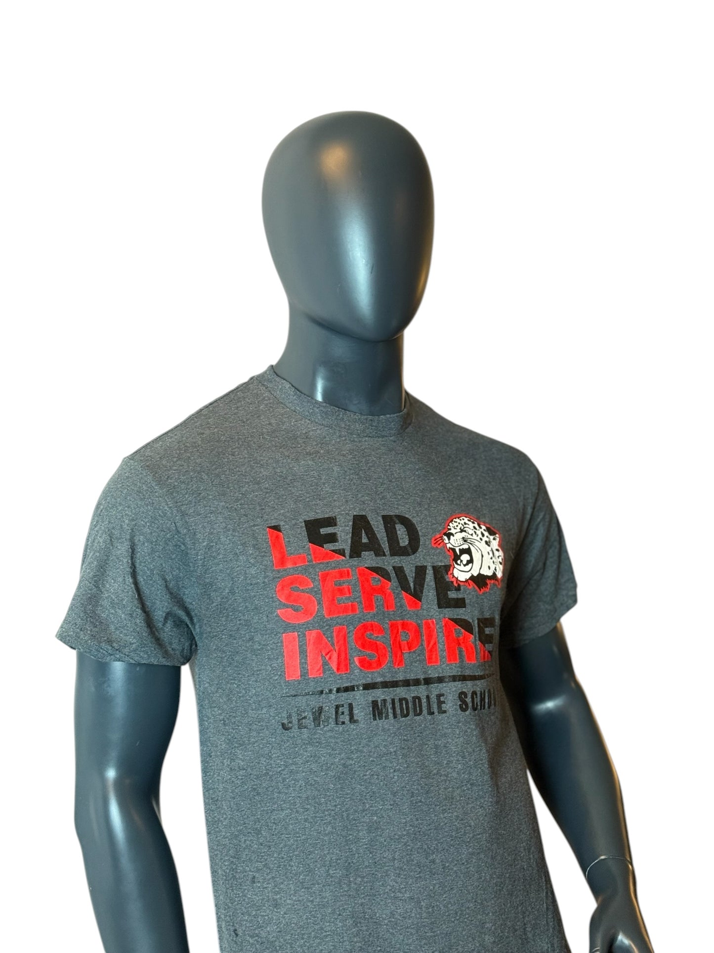 Lead Serve Inspire Graphic T Shirt Grey Retro Vintage School Streetwear Size M