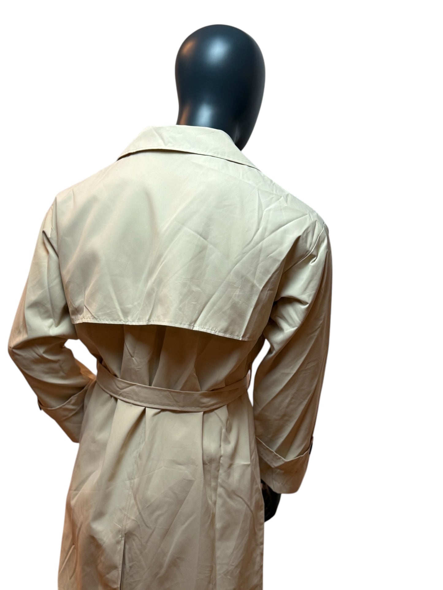 Beige Trench Coat Classic Minimal Double Breasted Belted Oversized Fit Size L/XL