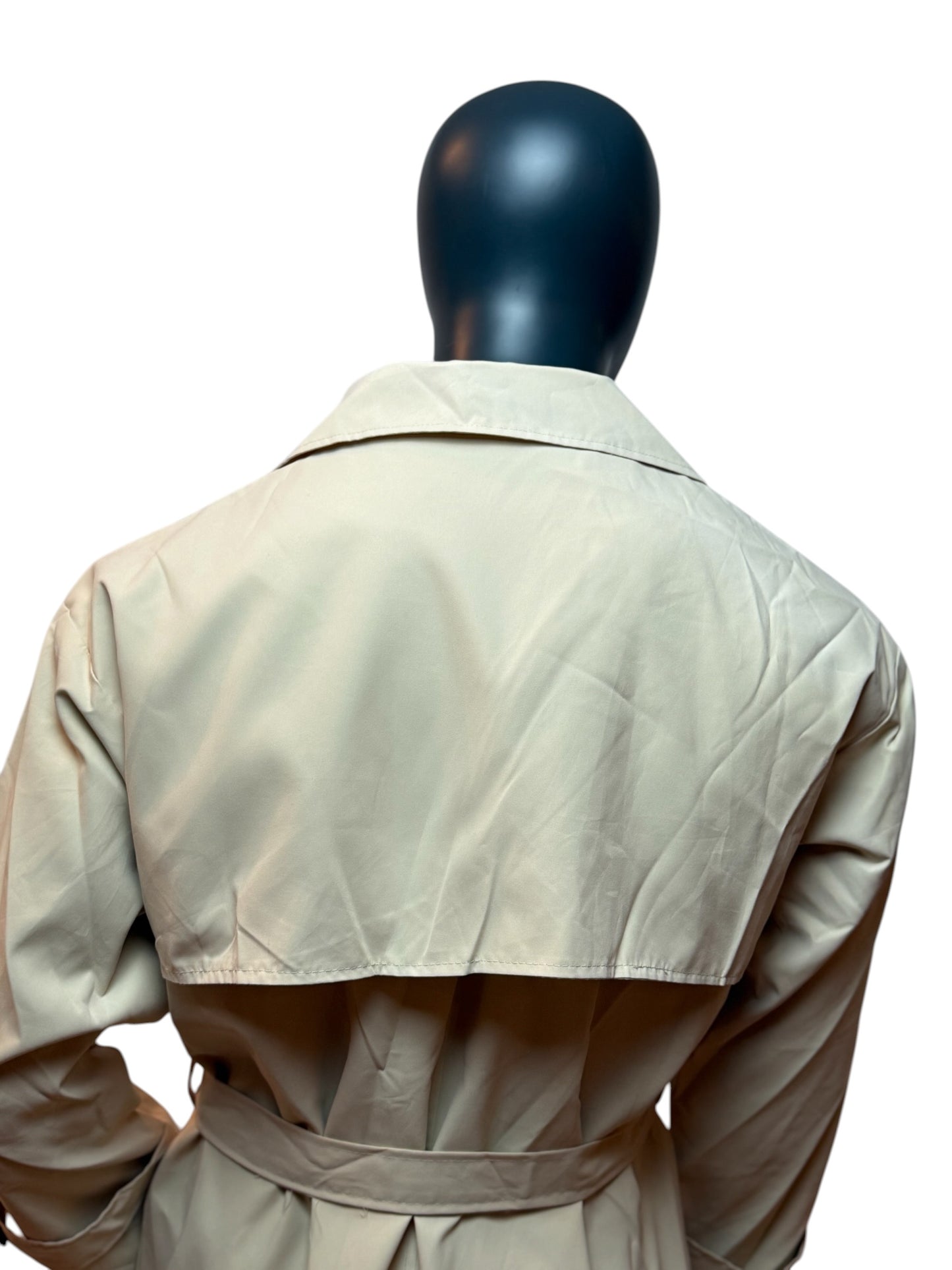 Beige Trench Coat Classic Minimal Double Breasted Belted Oversized Fit Size L/XL