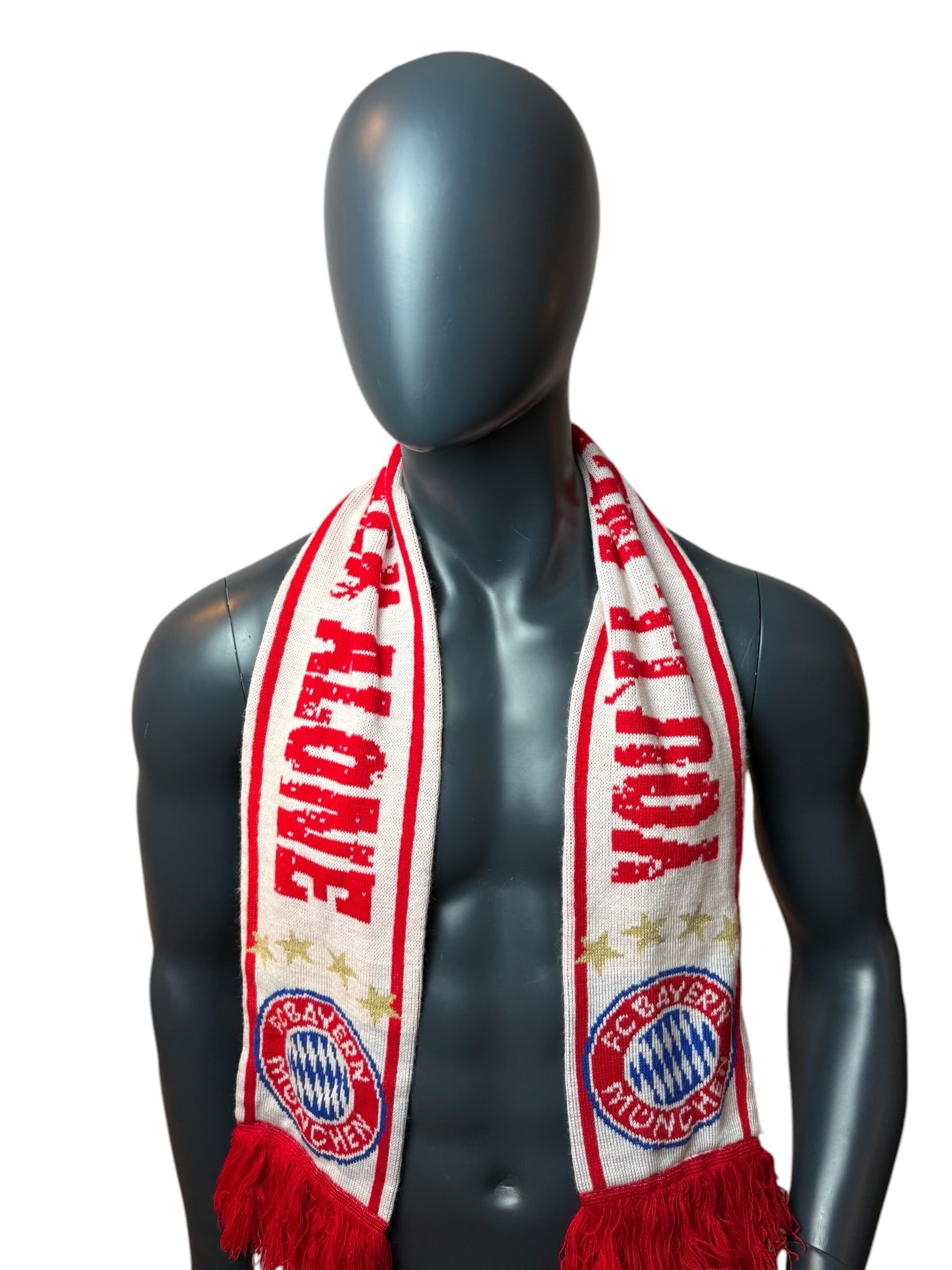 FC Bayern München Schal Vintage Red White Football Scarf Fan Streetwear