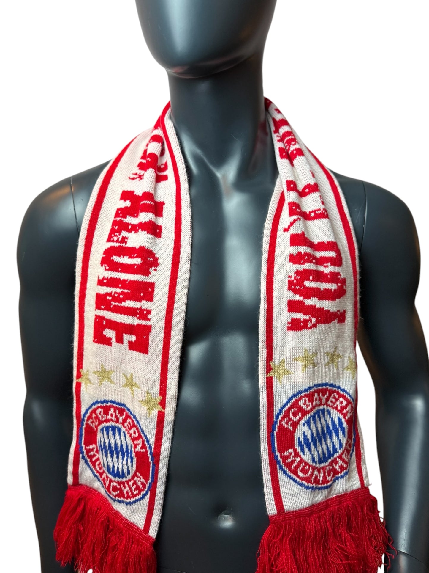 FC Bayern München Schal Vintage Red White Football Scarf Fan Streetwear