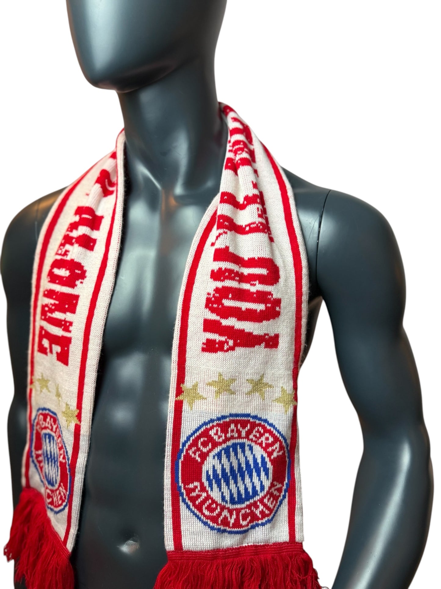 FC Bayern München Schal Vintage Red White Football Scarf Fan Streetwear