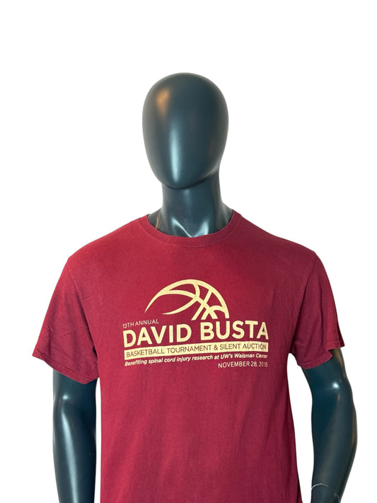 David Busta Basketball Tournament T Shirt Red Graphic Retro Vintage USA Streetwear