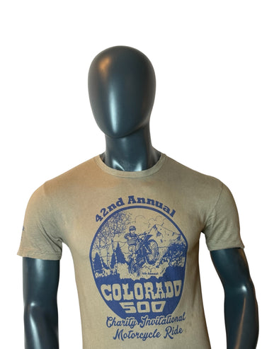 Colorado 500 Retro T-Shirt Beige Motocycle Graphic USA Event Tee Taille S