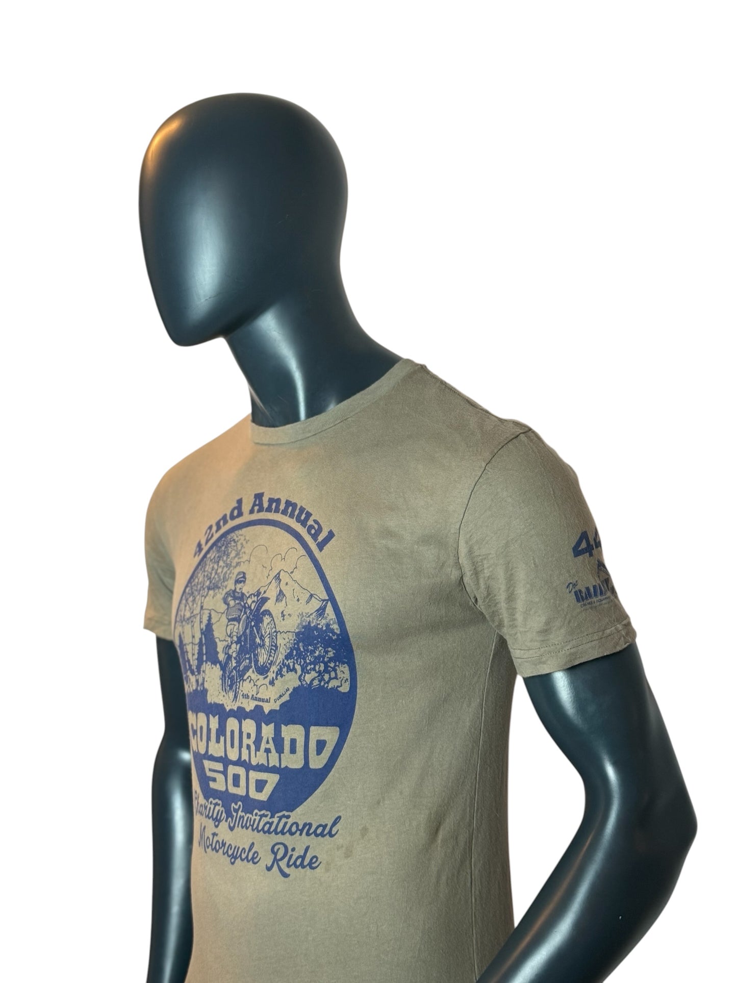 Colorado 500 Retro T Shirt Beige Motorcycle Graphic USA Event Tee Size S