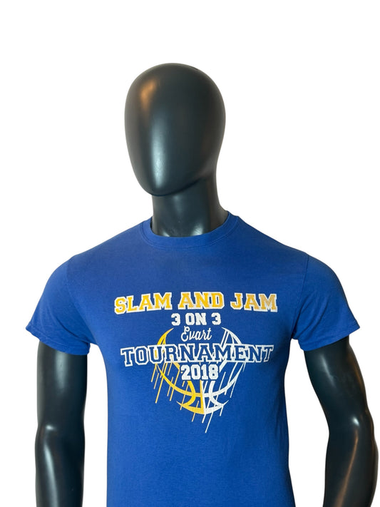 Vintage Slam And Jam Basketball T Shirt Blue Tournament Graphic USA Streetwear