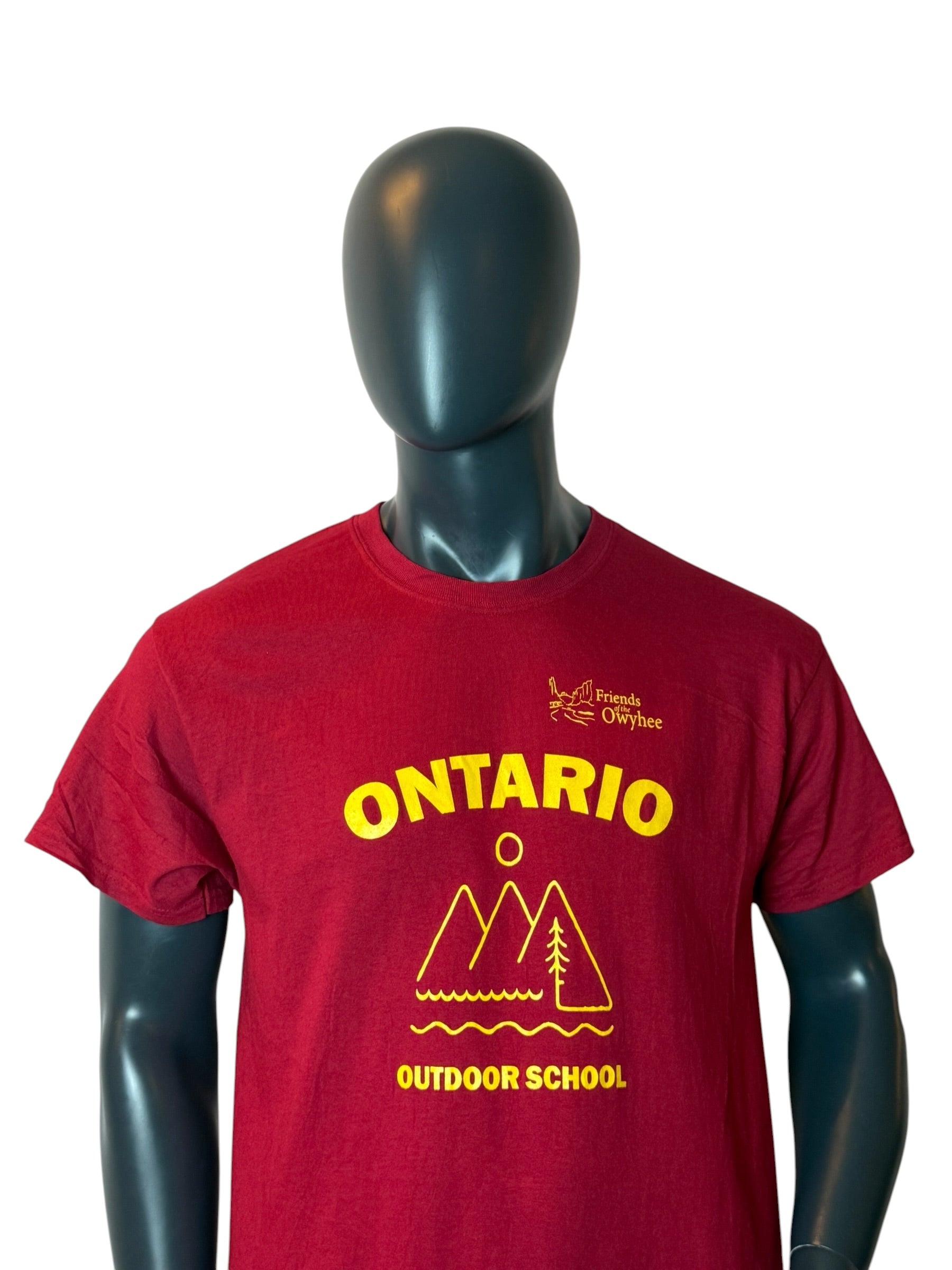 Vintage Ontario Outdoor School T-Shirt Red Nature Graphic USA Style