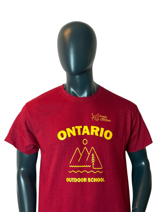 Vintage Ontario Outdoor School T-Shirt Red Nature Graphic USA Style