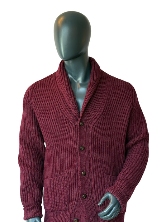 Vintage Walbusch Vintage Knit Cardigan Burgundy Made in Great Britain Size 52/ XL