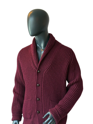 Vintage Walbusch Vintage Knit Cardigan Burgundy Made in Great Britain Size 52/ XL