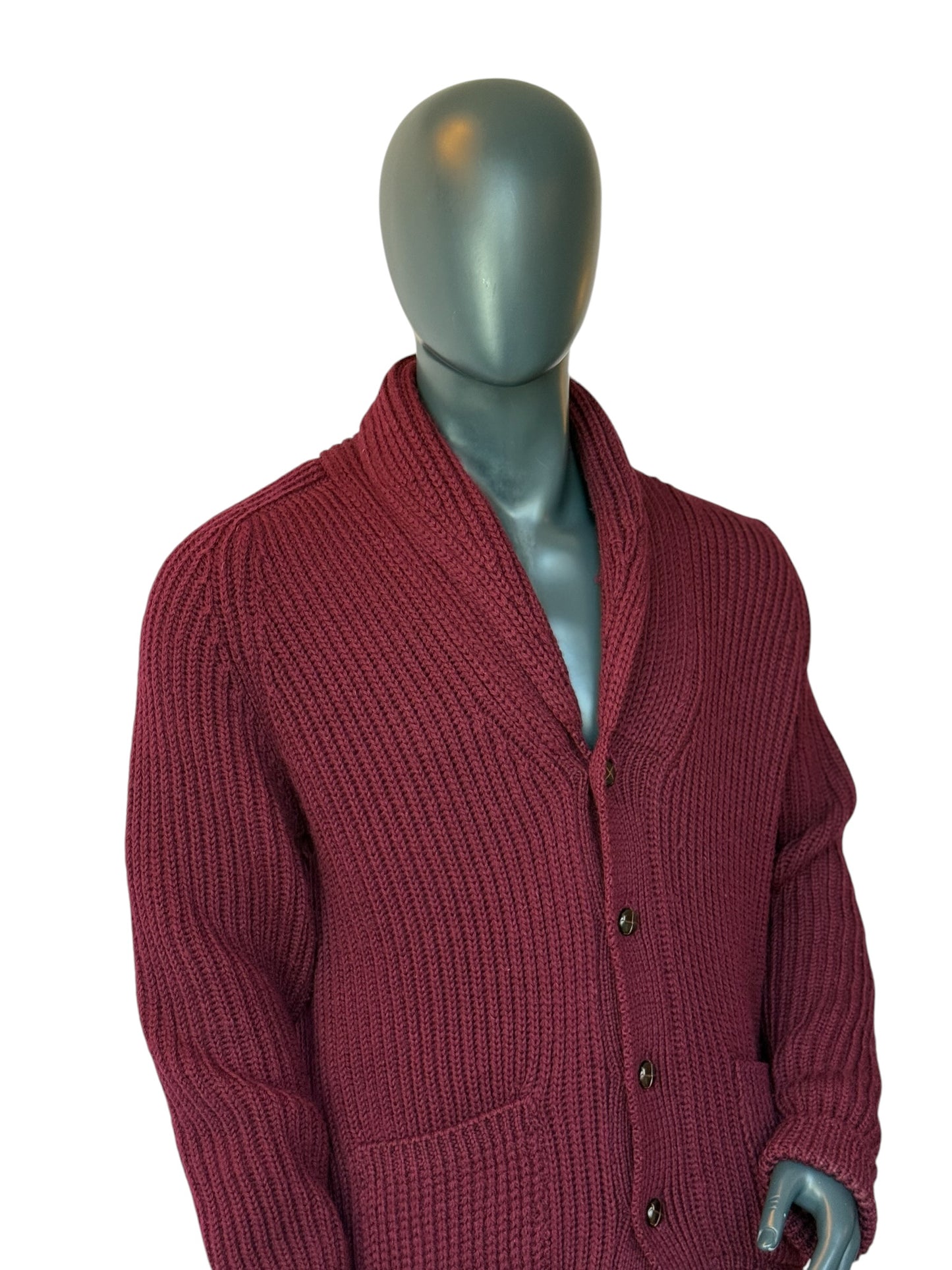 Vintage Walbusch Vintage Knit Cardigan Burgundy Made in Great Britain Size 52/ XL