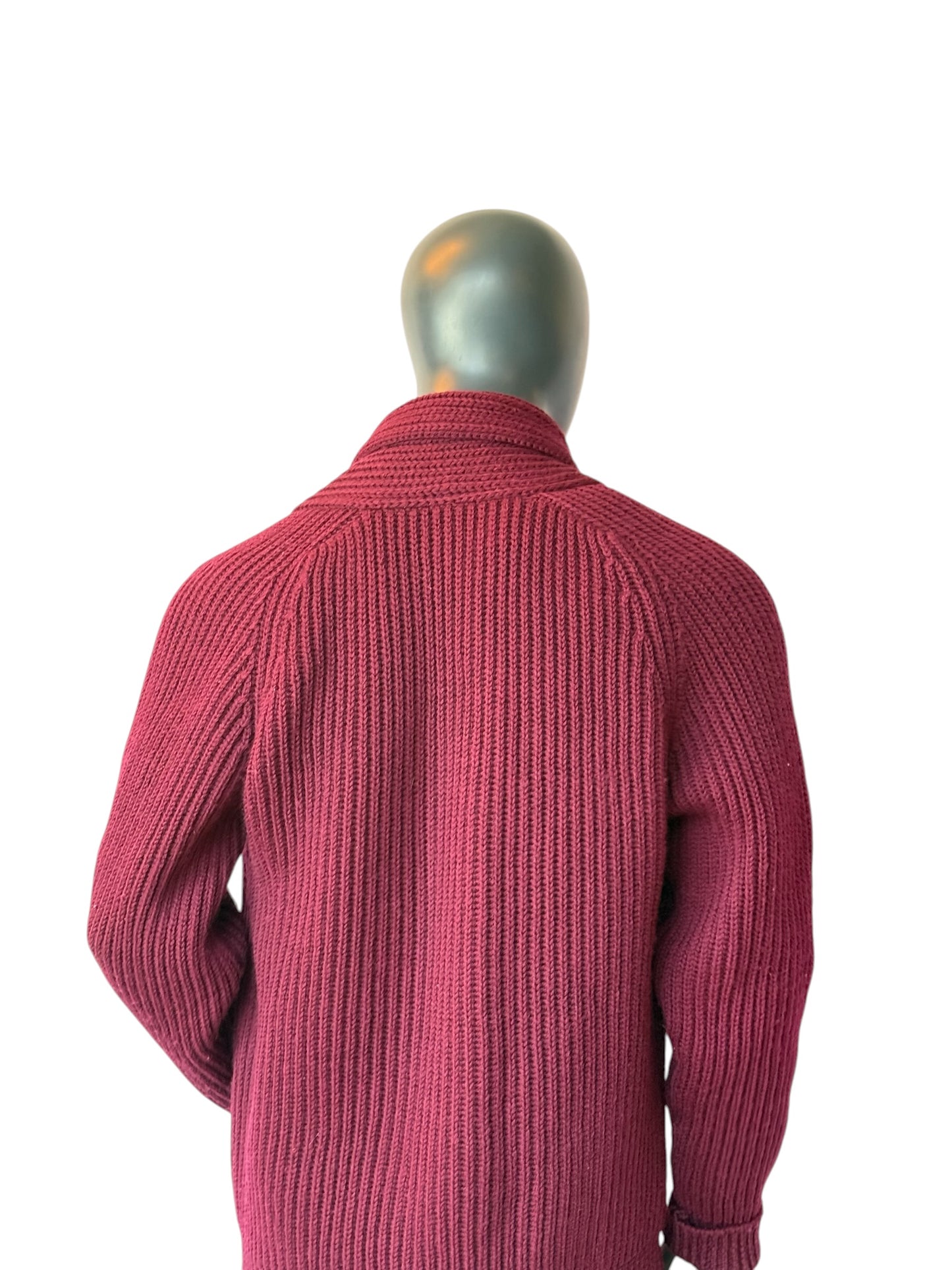 Vintage Walbusch Vintage Knit Cardigan Burgundy Made in Great Britain Size 52/ XL