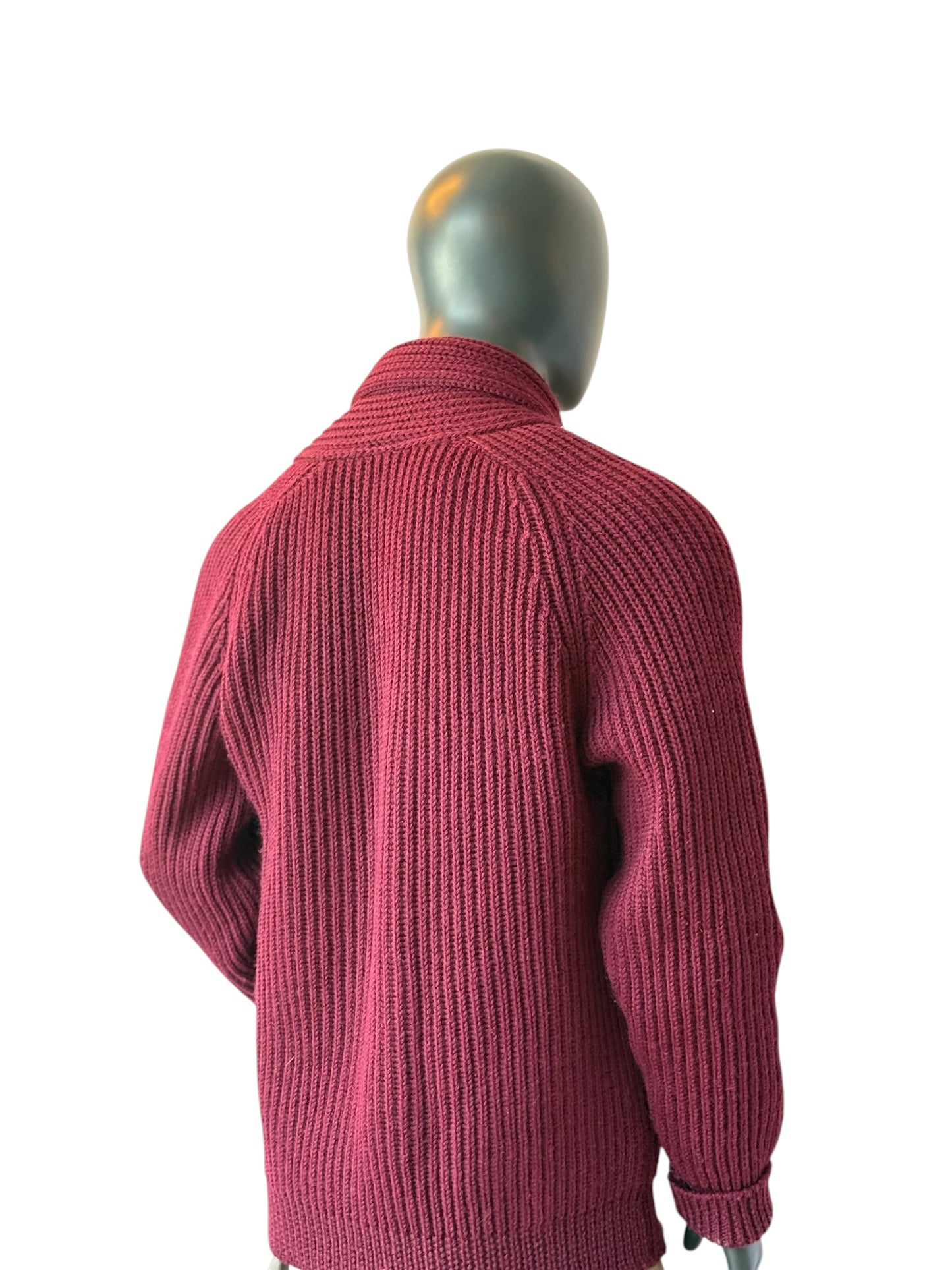 Vintage Walbusch Vintage Knit Cardigan Burgundy Made in Great Britain Size 52/ XL