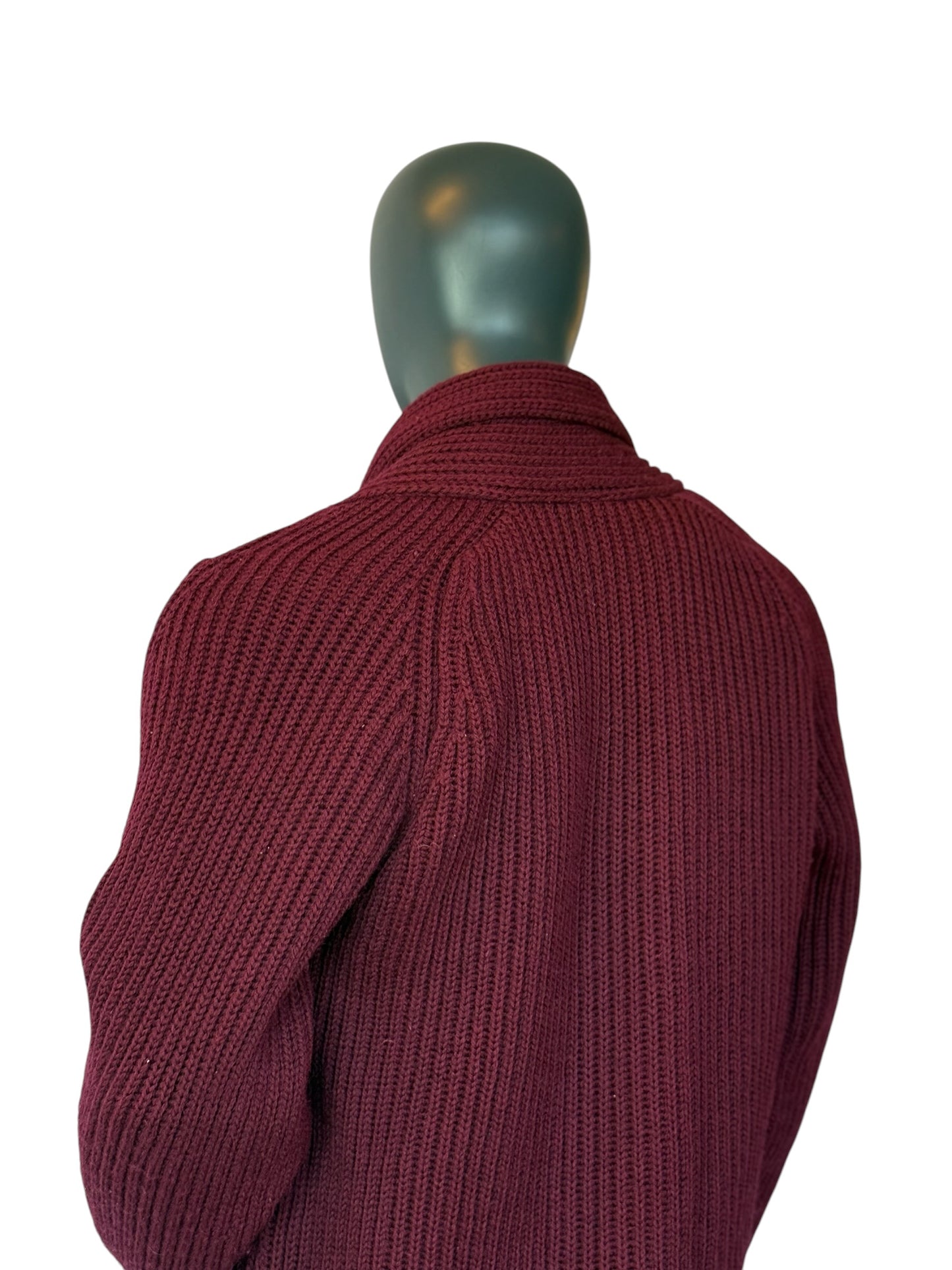 Vintage Walbusch Vintage Knit Cardigan Burgundy Made in Great Britain Size 52/ XL