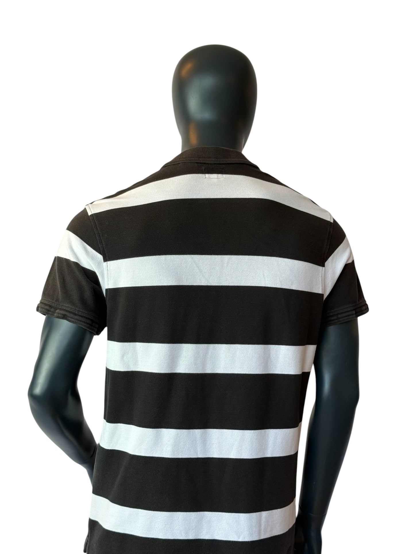 Levi’s Striped Polo Shirt Black White Classic Logo Size L