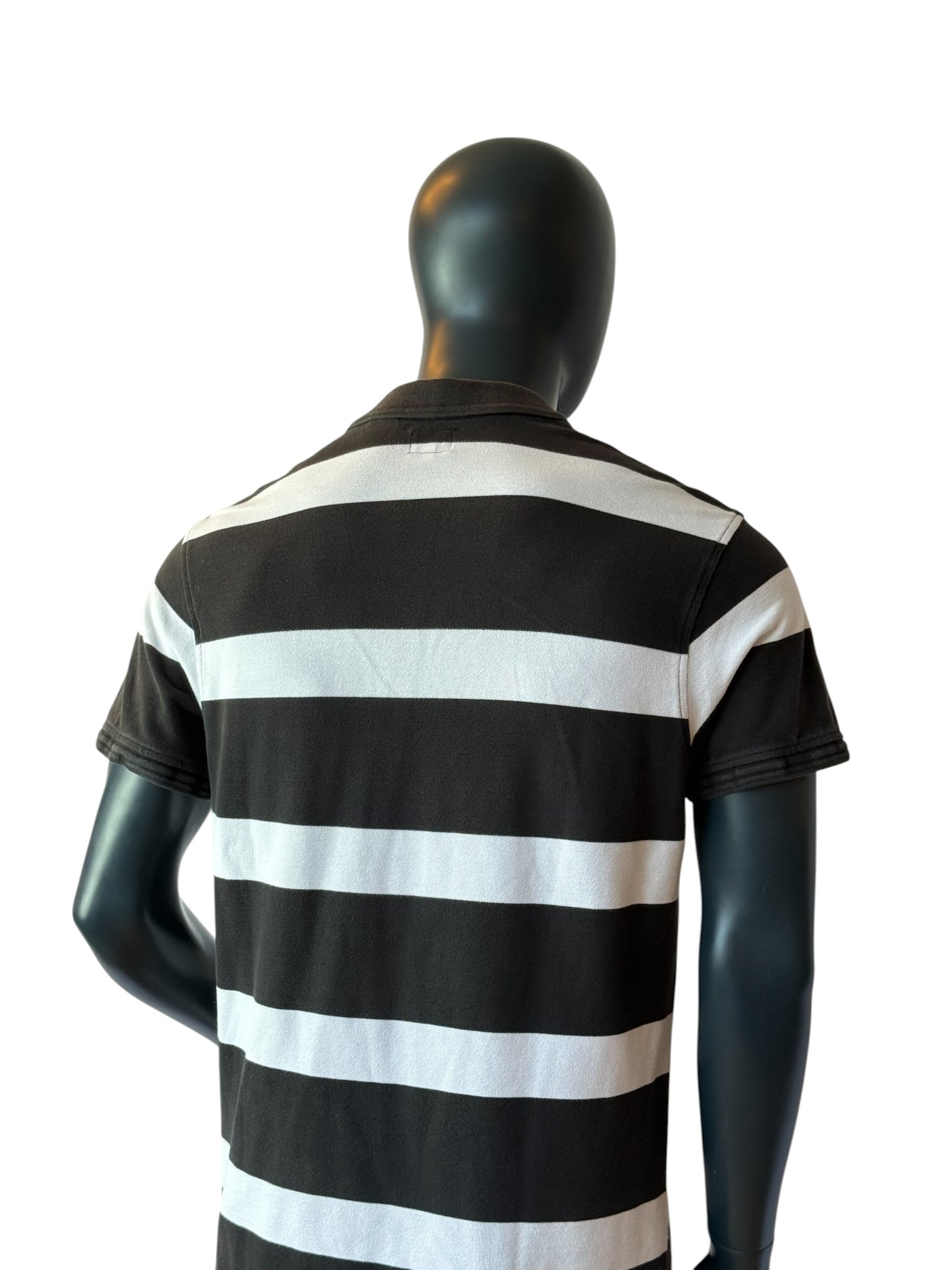 Levi’s Striped Polo Shirt Black White Classic Logo Size L