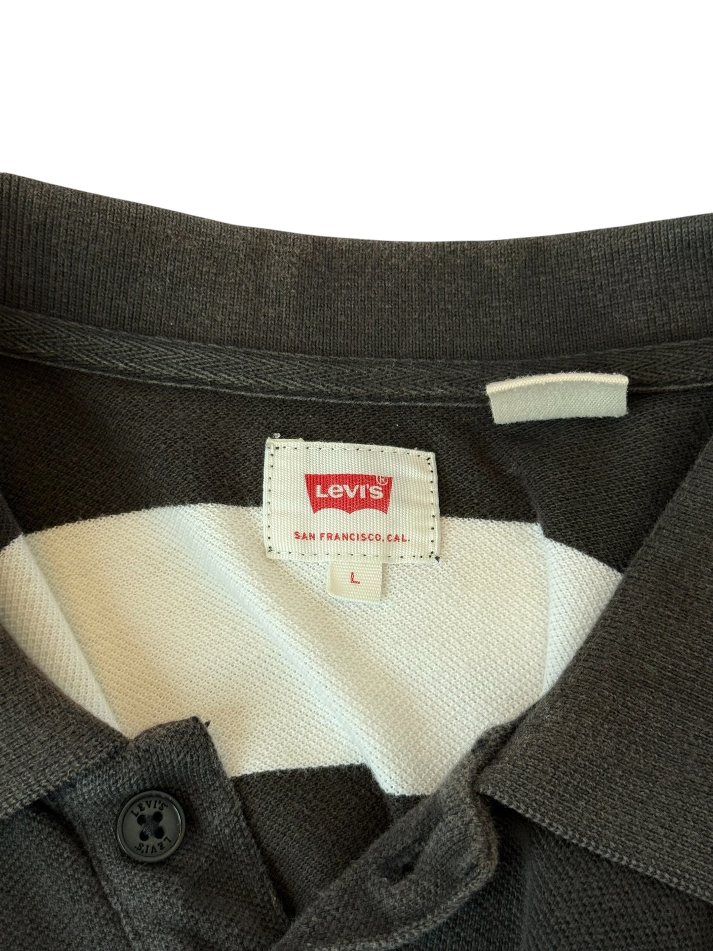Levi’s Striped Polo Shirt Black White Classic Logo Size L