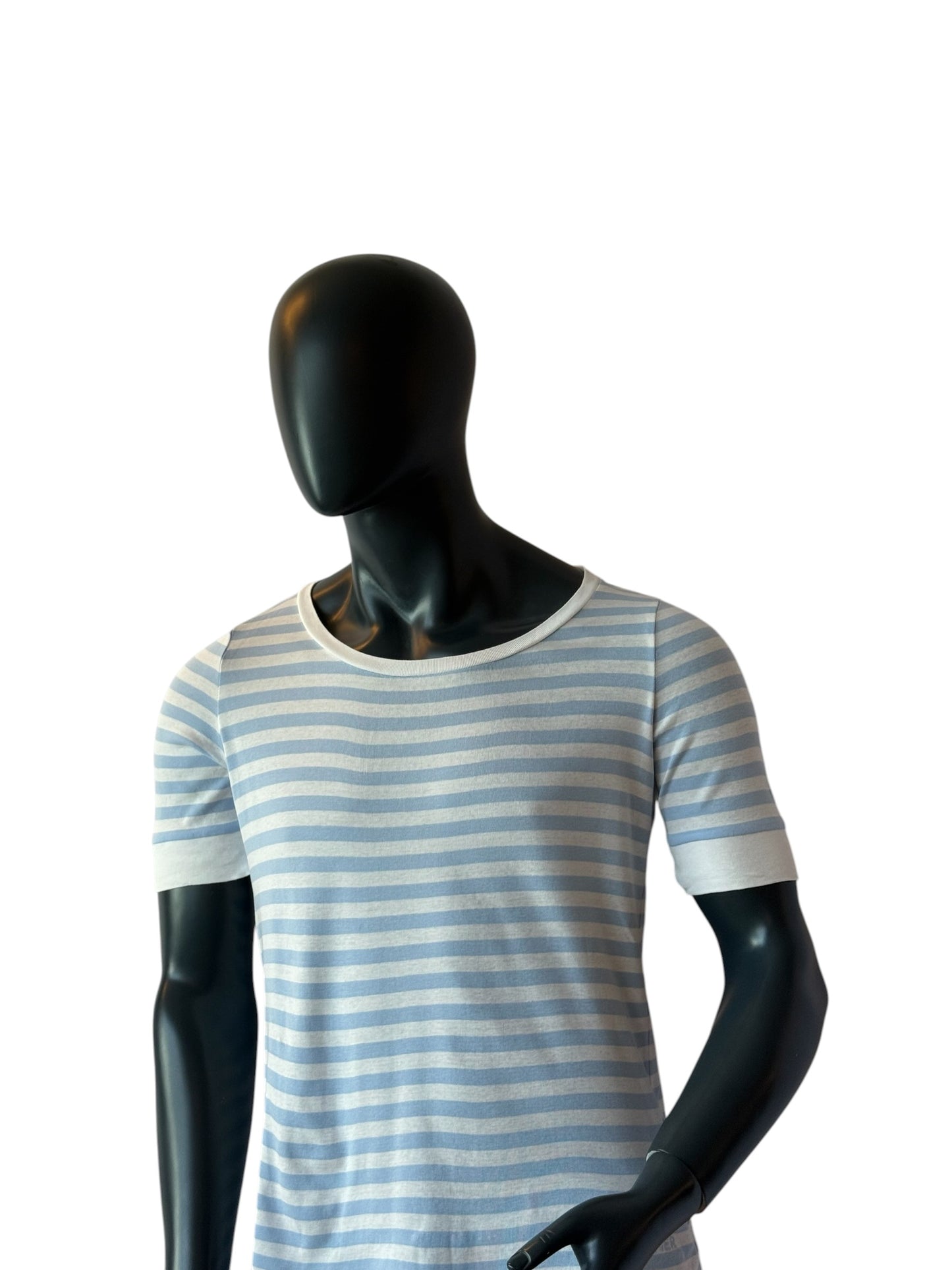 Bogner Women Striped T Shirt Blue White Logo Embroidery Size M