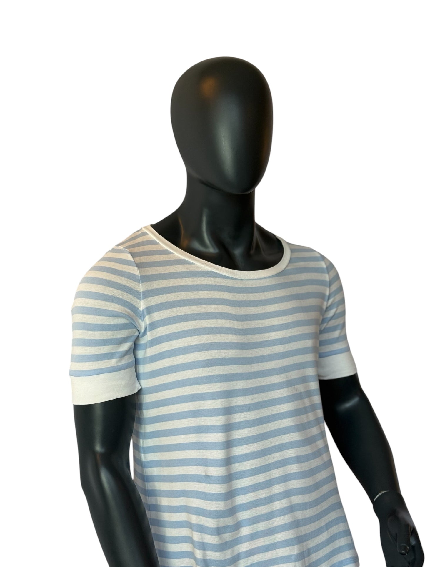 Bogner Women Striped T Shirt Blue White Logo Embroidery Size M
