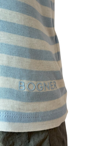 Bogner T-shirt rayé femme bleu blanc logo brodé taille M