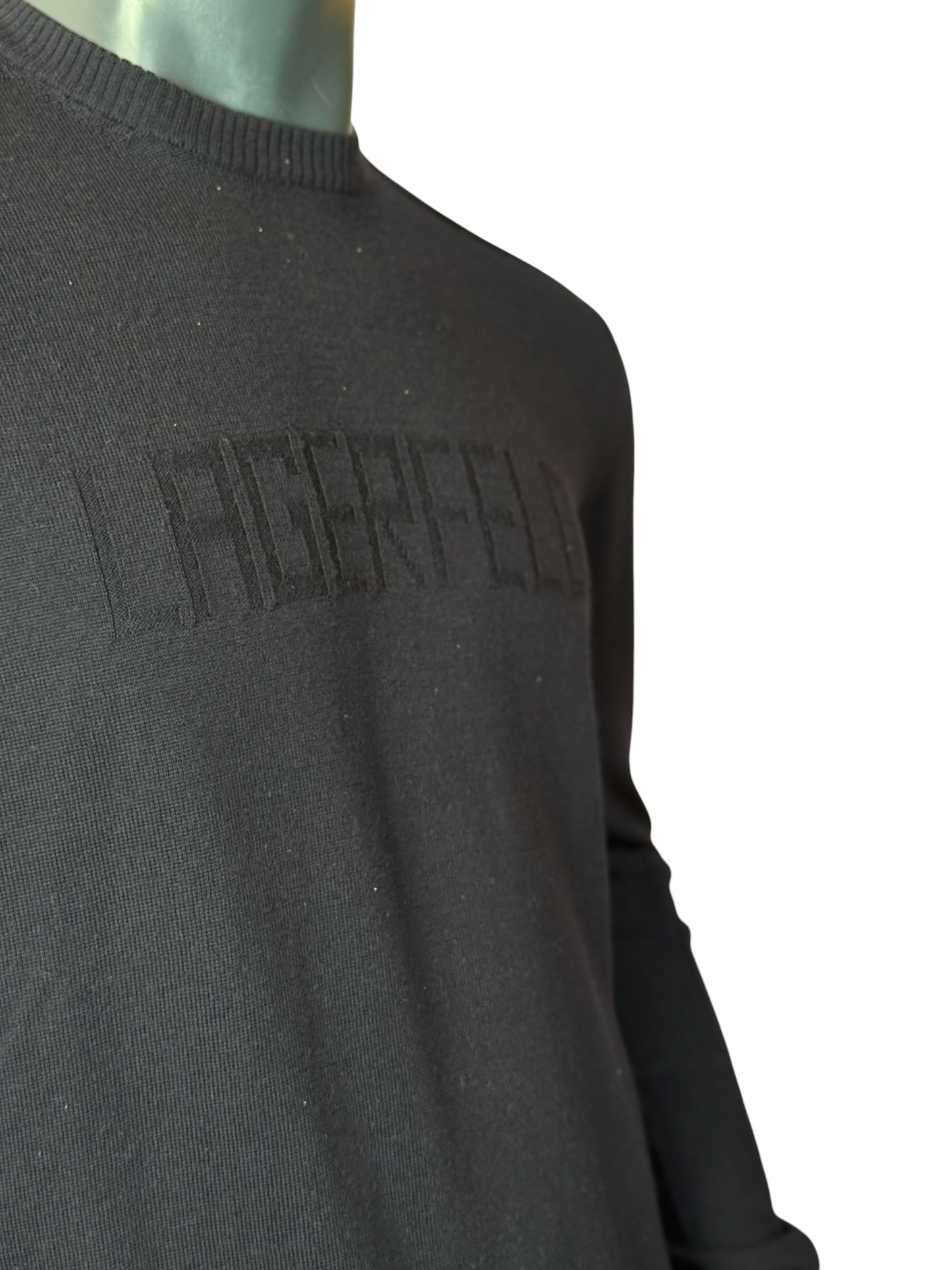 Karl Lagerfeld Merino Wool Sweater Black Minimal Knit Size L