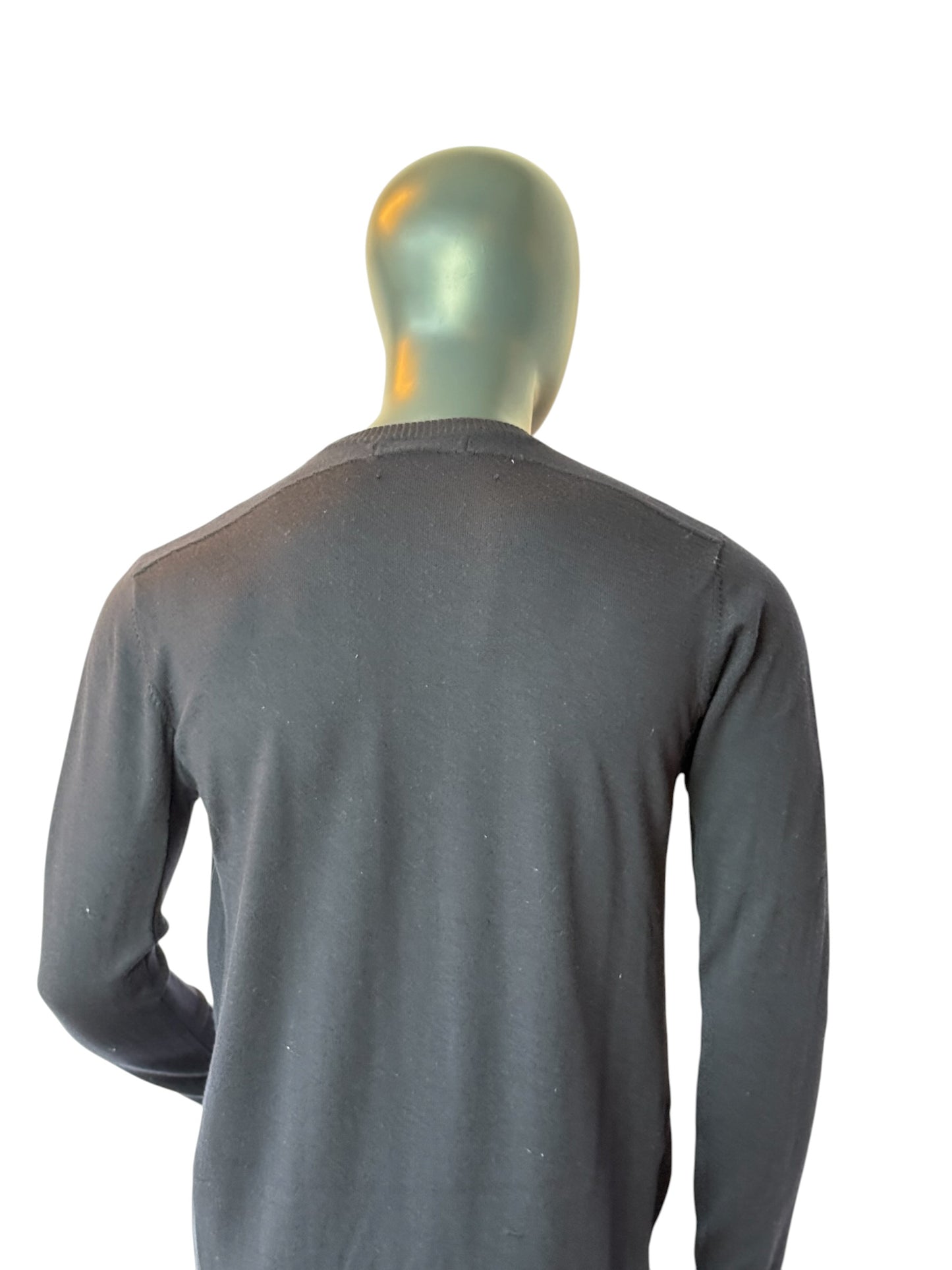 Karl Lagerfeld Merino Wool Sweater Black Minimal Knit Size L
