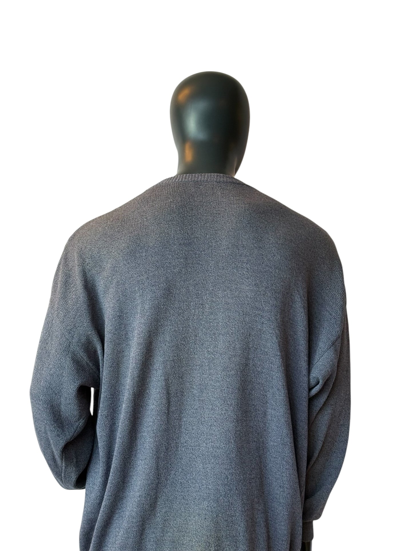 Monello Argyle Cardigan Grey Knit Sweater Vintage Style Size XXL