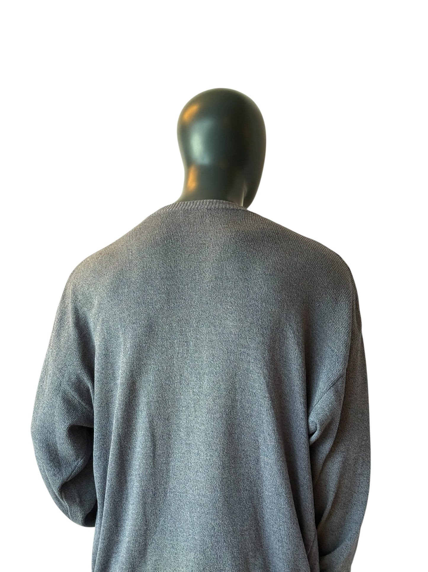 Monello Argyle Cardigan Grey Knit Sweater Vintage Style Size XXL