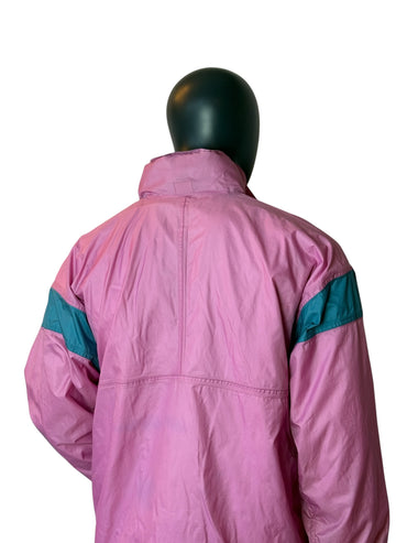 Vintage Linea Sporta Windbreaker Jacket Pink Teal Retro Pullover Size M