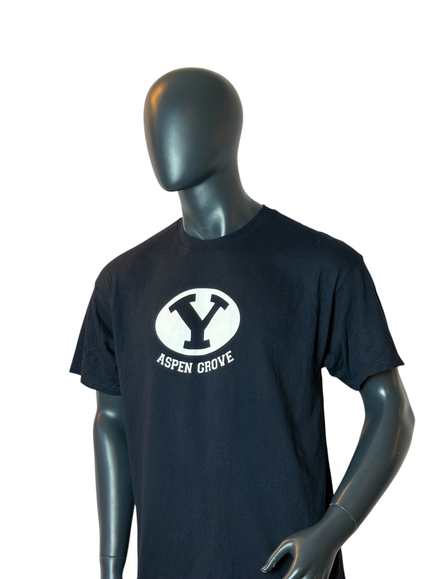 Vintage Aspen Grove Y Logo T Shirt Navy College Graphic Tee Size XL