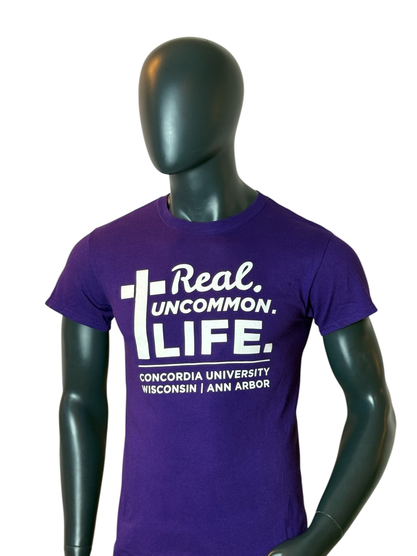 Vintage Concordia University Real Uncommon Life T Shirt Purple Graphic Tee Size S