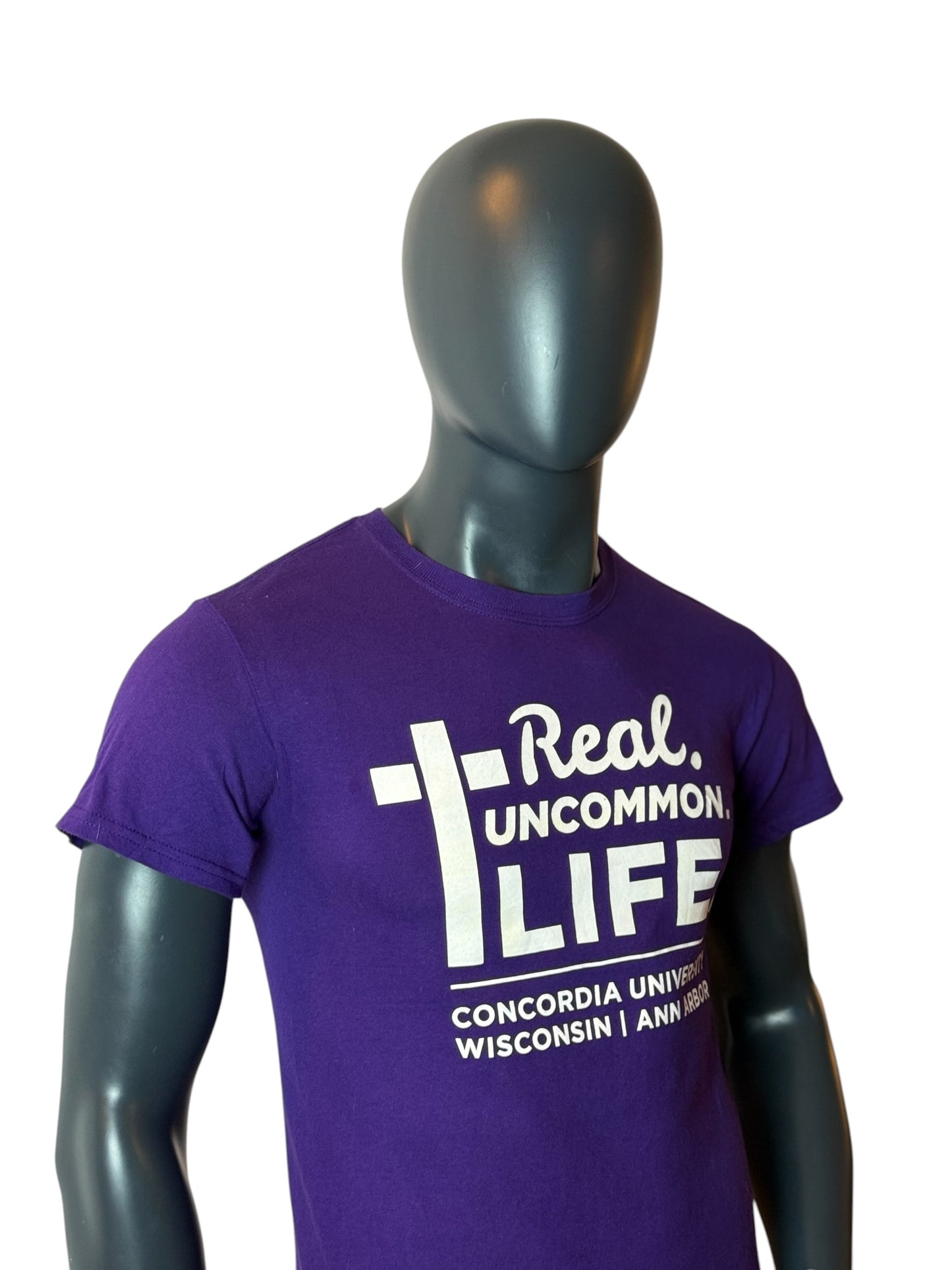 Vintage Concordia University Real Uncommon Life T Shirt Purple Graphic Tee Size S