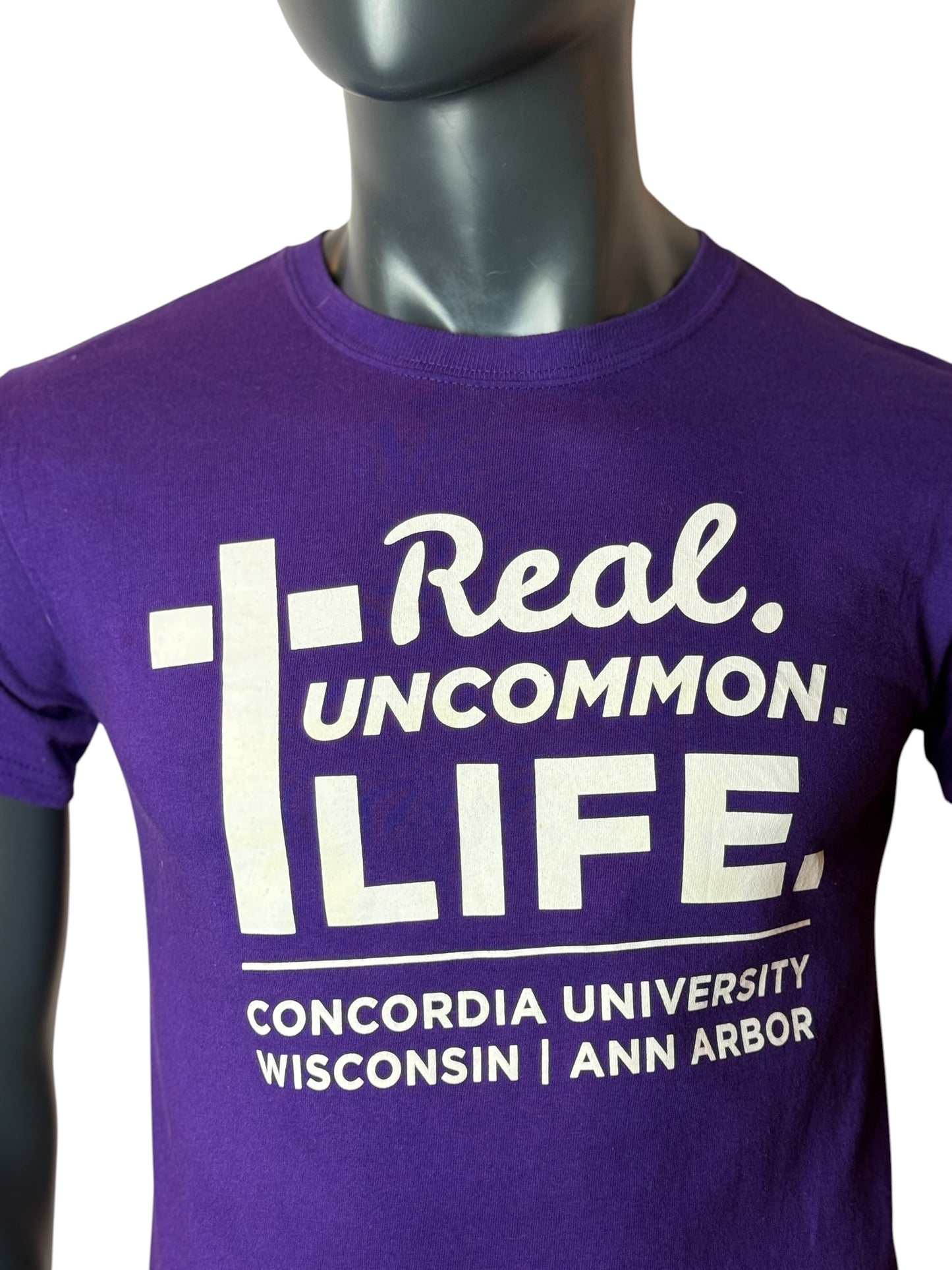 Vintage Concordia University Real Uncommon Life T Shirt Purple Graphic Tee Size S