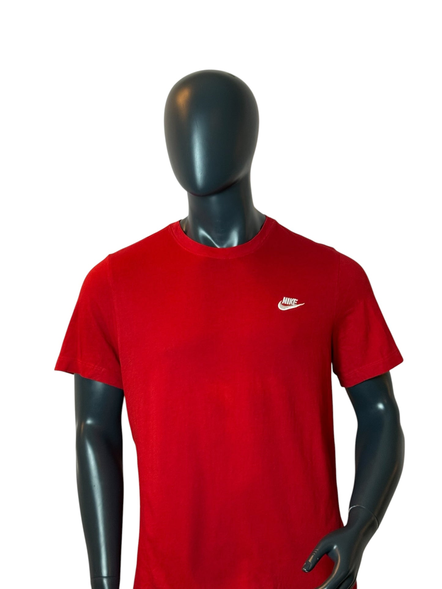 Nike Mini Swoosh T Shirt Red Small Logo Basic Tee Size L