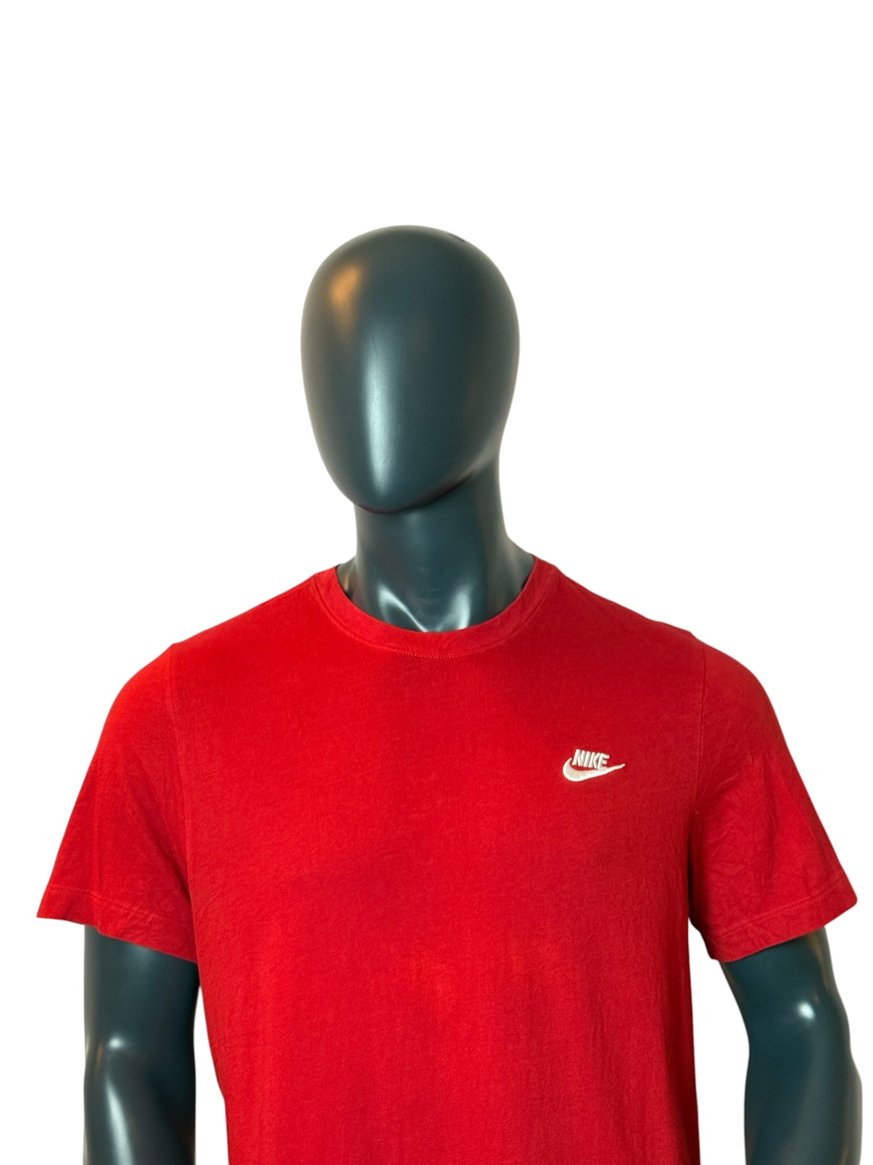 Nike Mini Swoosh T Shirt Red Small Logo Basic Tee