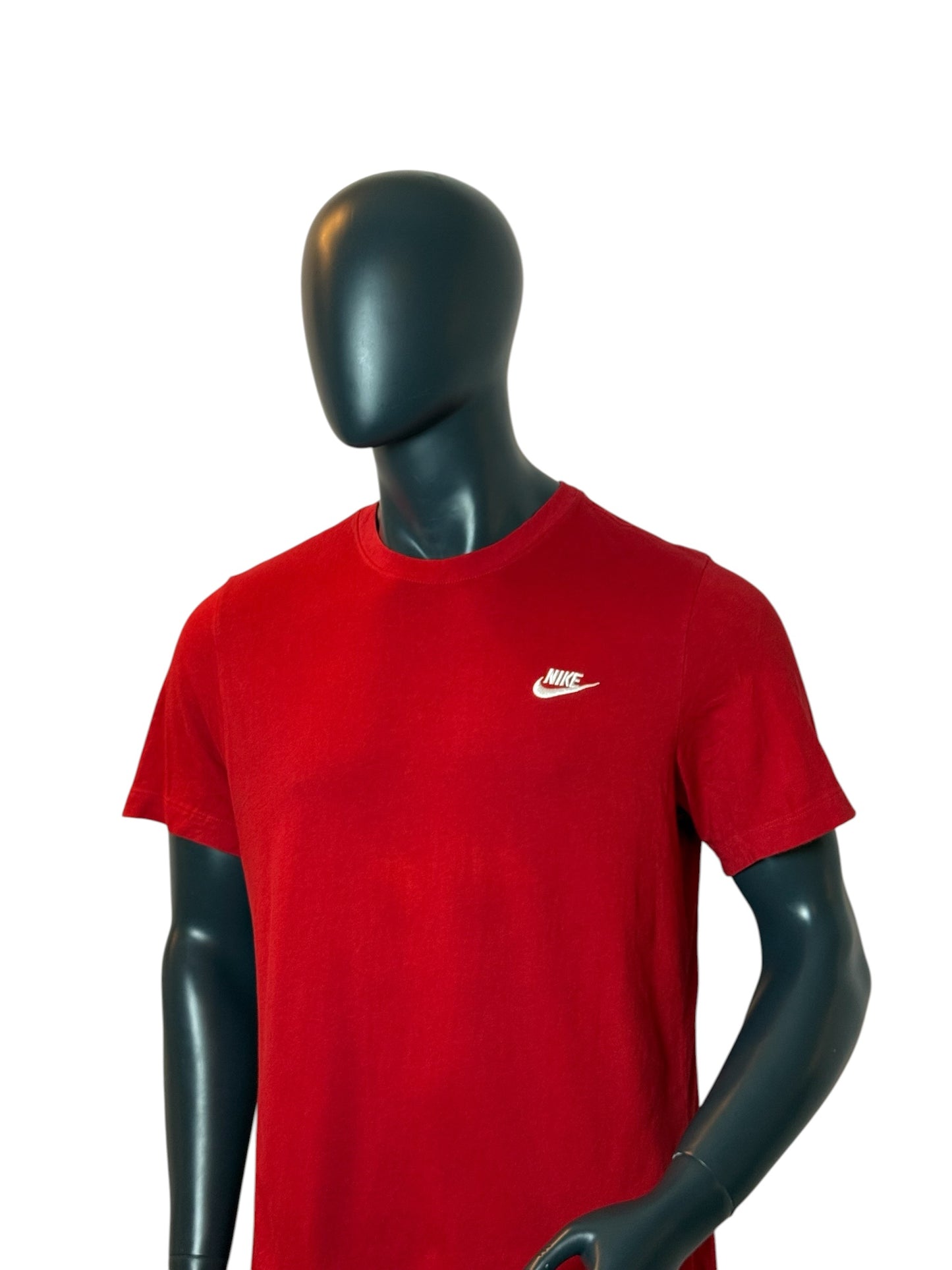 Nike Mini Swoosh T Shirt Red Small Logo Basic Tee Size L