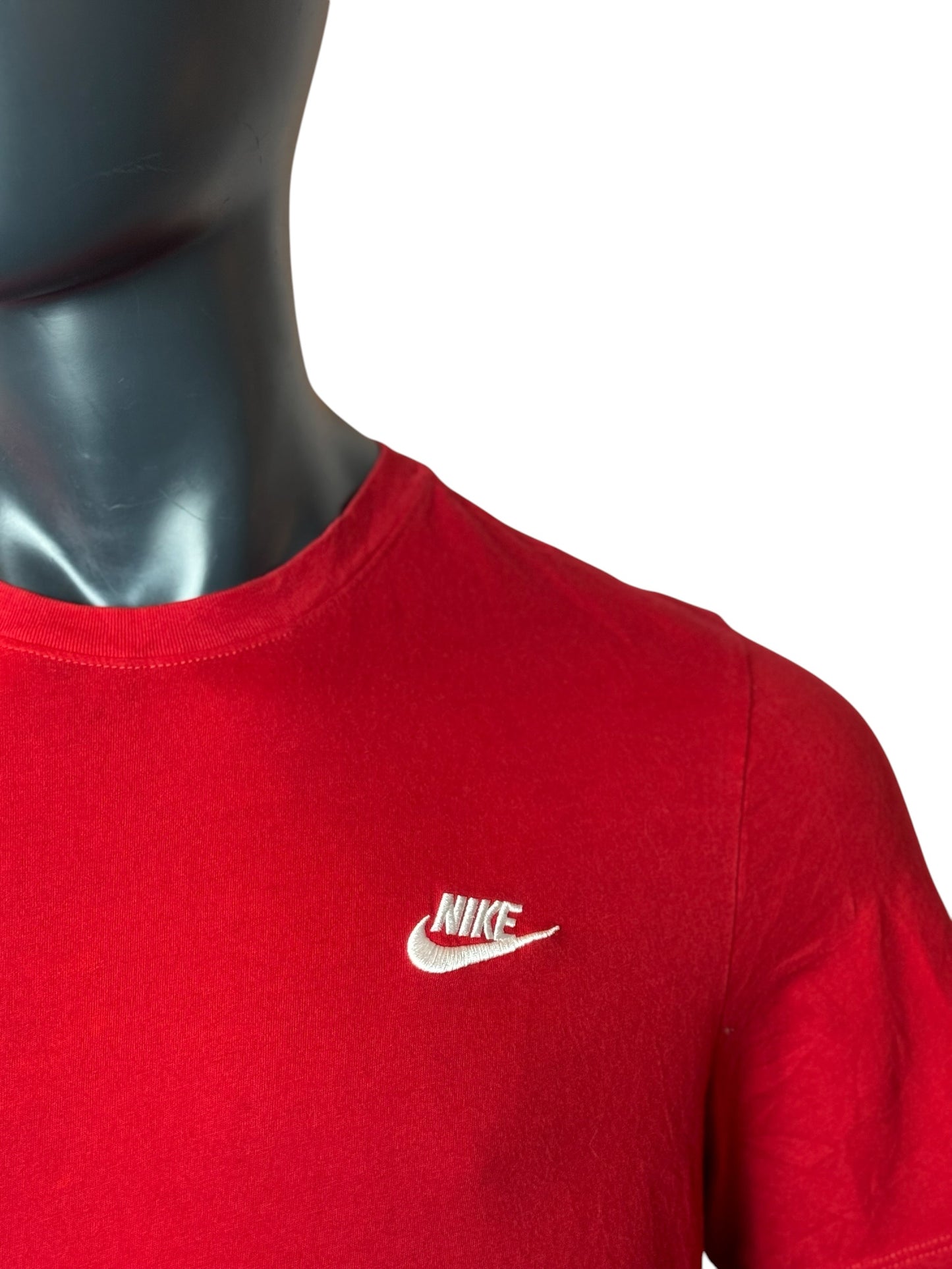Nike Mini Swoosh T Shirt Red Small Logo Basic Tee Size L