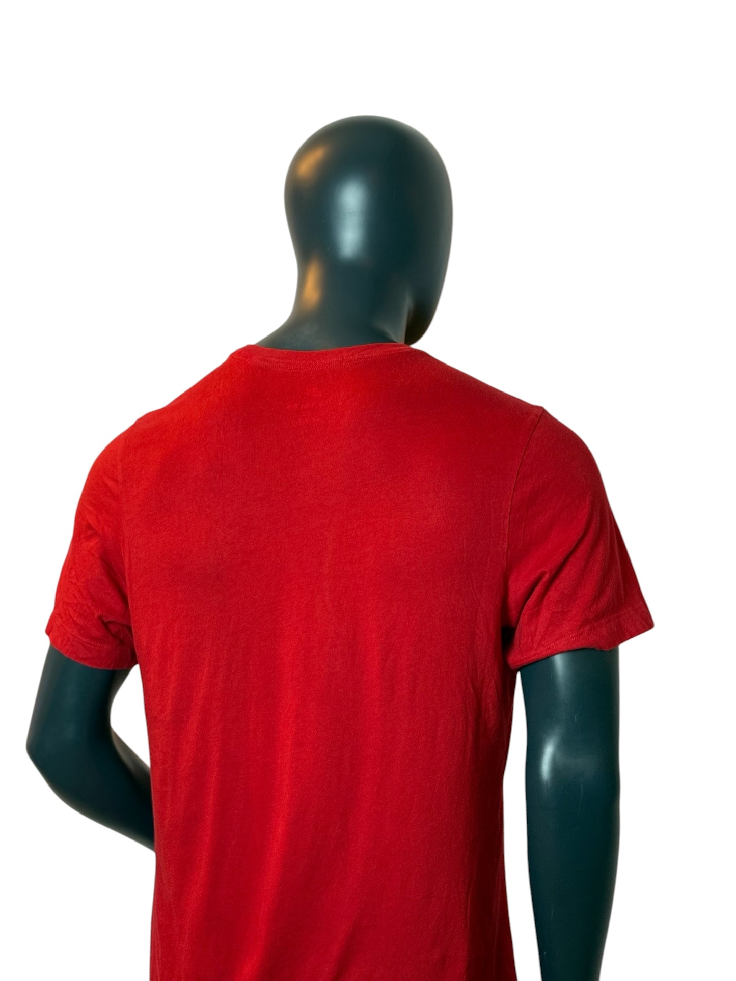Nike Mini Swoosh T Shirt Red Small Logo Basic Tee Size L