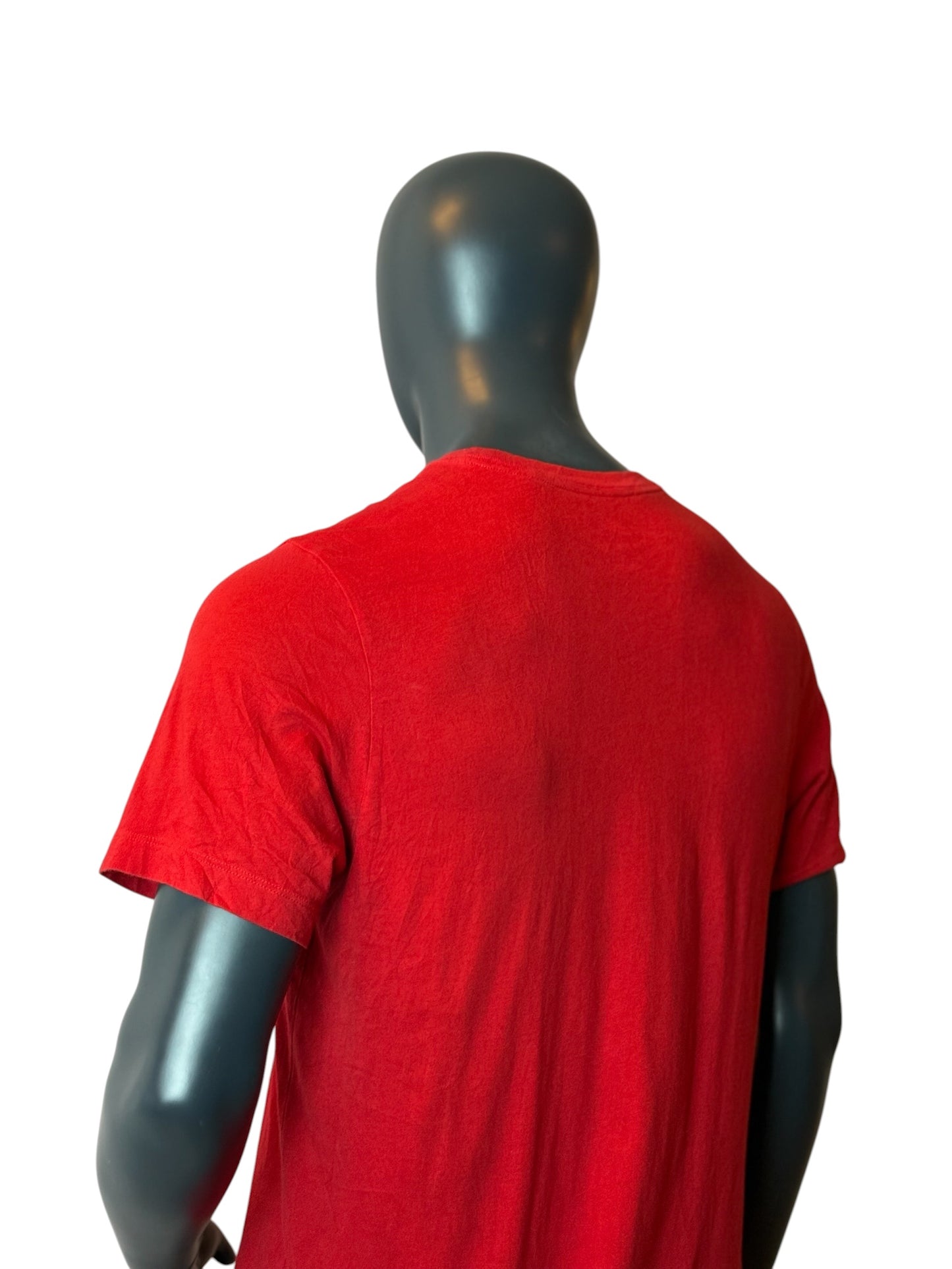 Nike Mini Swoosh T Shirt Red Small Logo Basic Tee Size L