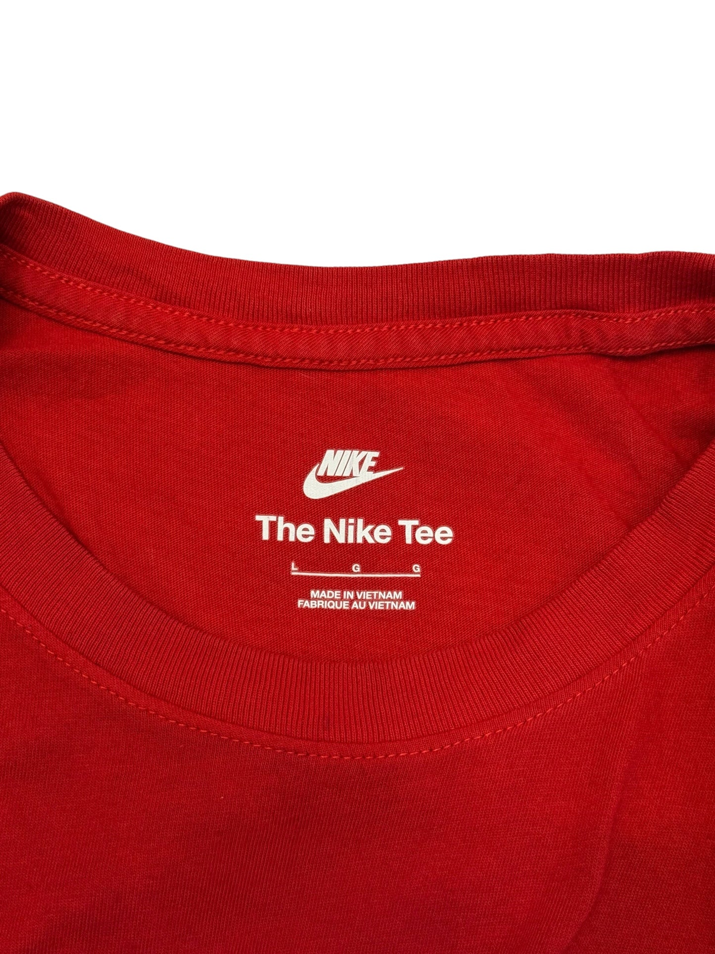 Nike Mini Swoosh T Shirt Red Small Logo Basic Tee Size L