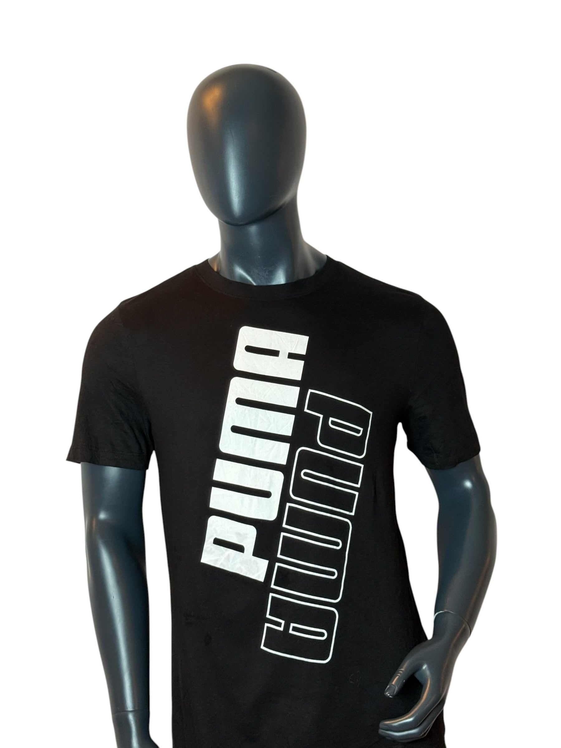 Puma Big Logo T Shirt Black Vertical Graphic Tee