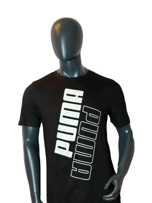 Puma Big Logo T Shirt Black Vertical Graphic Tee