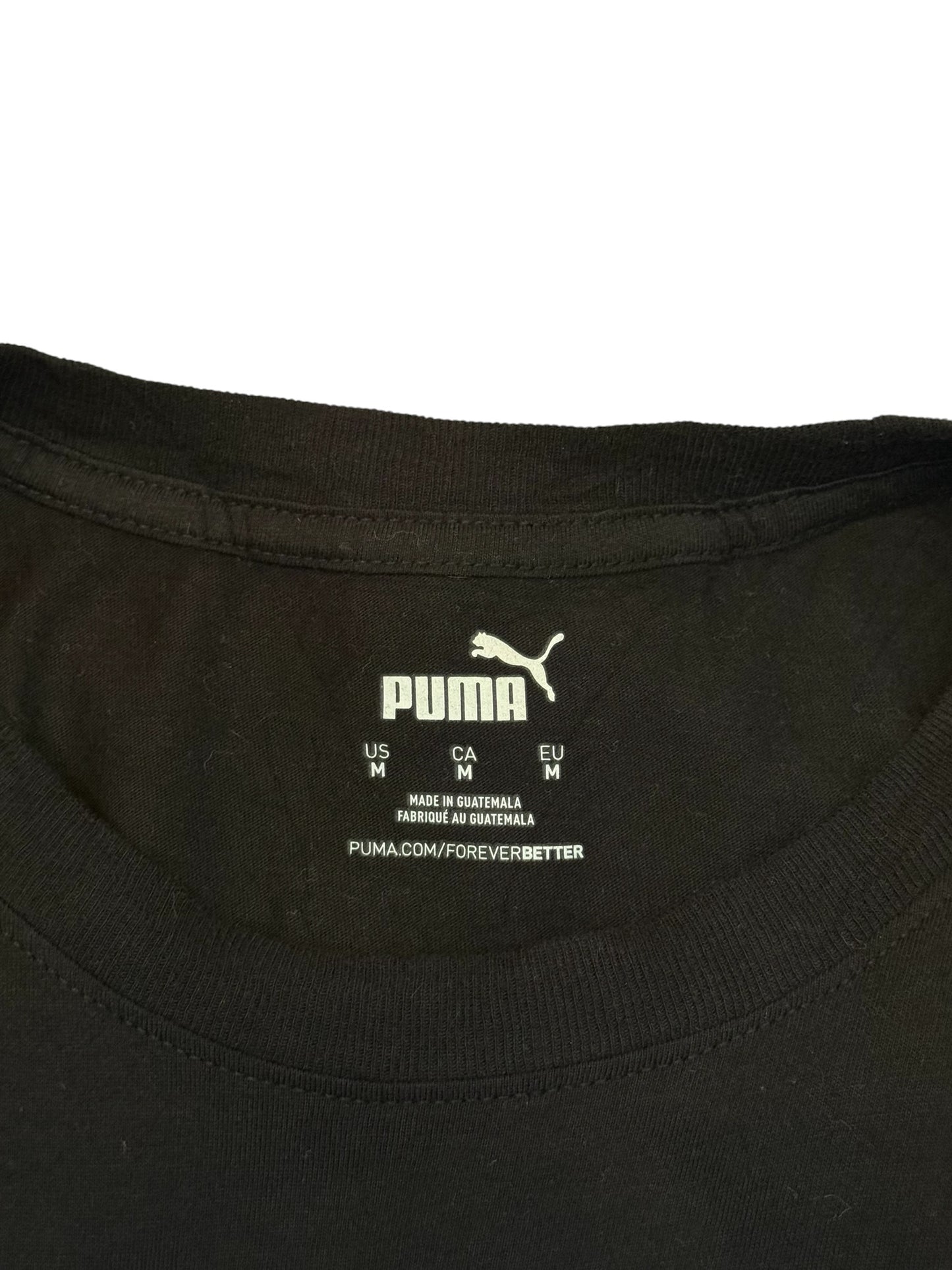 Puma Big Logo T Shirt Black Vertical Graphic Tee Size M