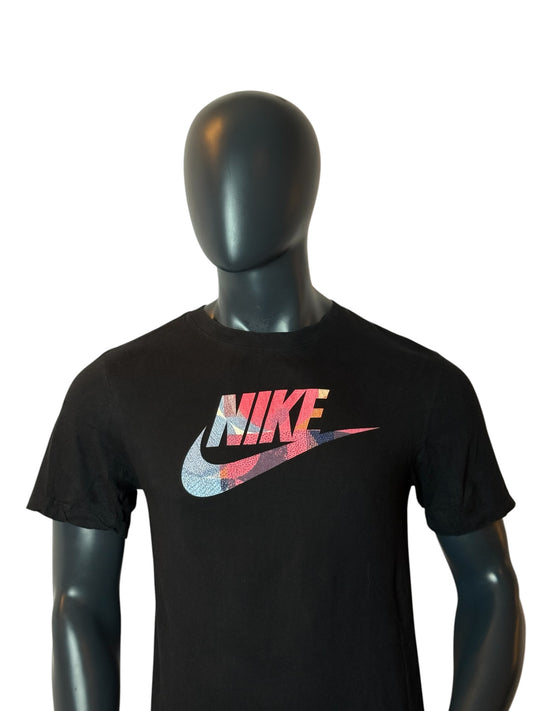 Retro Nike Swoosh Logo T Shirt Black Multicolor Graphic Tee