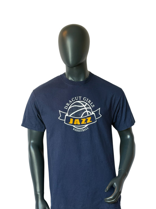 Vintage Dracut Girls Jazz Basketball T Shirt Navy Vintage Sports Graphic Tee