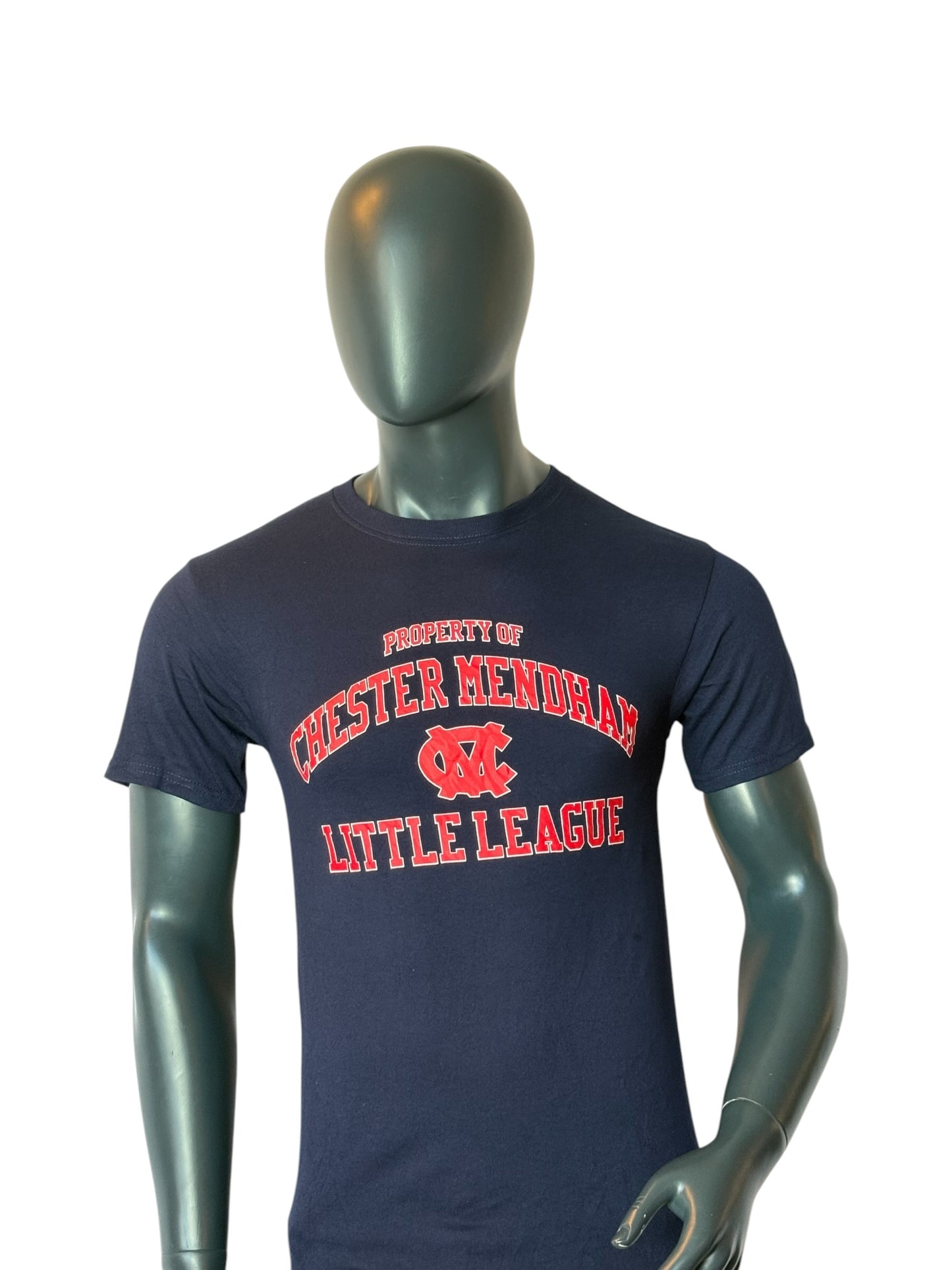 Chester Mendham Vintage Retro Little League T Shirt Navy Blue Heavy Cotton Graphic Tee Size S