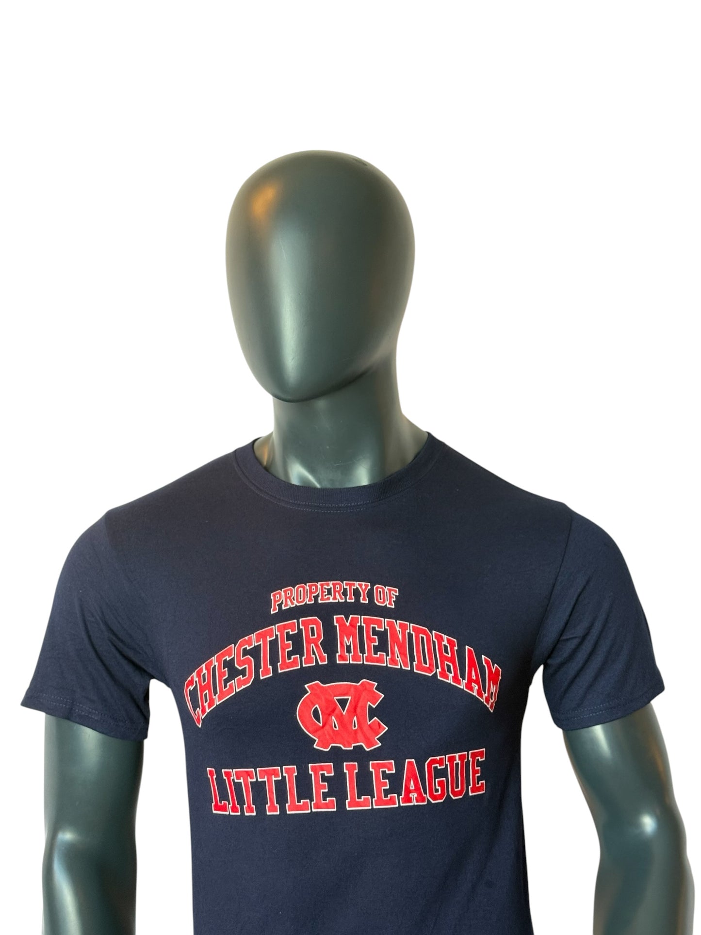 Chester Mendham Vintage Retro Little League T Shirt Navy Blue Heavy Cotton Graphic Tee Size S
