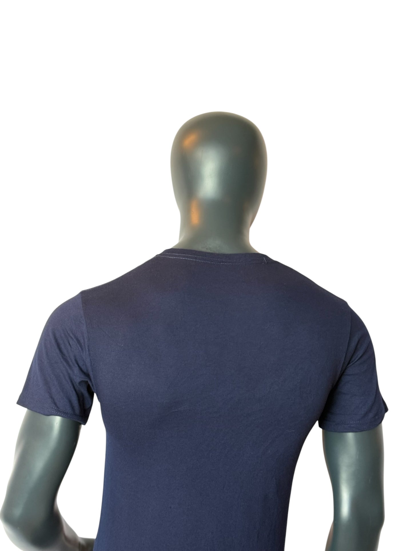 Chester Mendham Vintage Retro Little League T Shirt Navy Blue Heavy Cotton Graphic Tee Size S