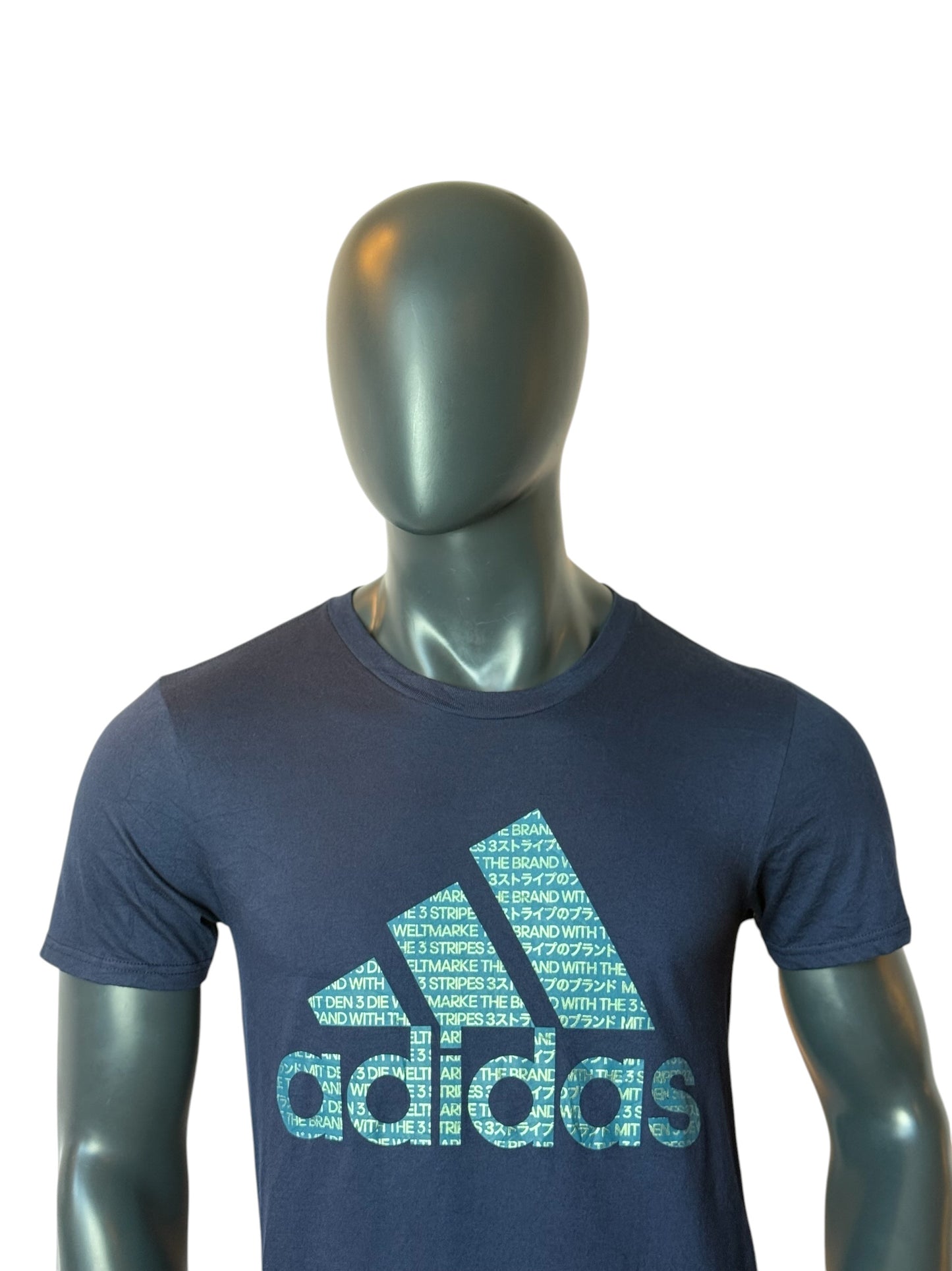 Vintage Adidas Logo T Shirt Navy Blue Graphic Tee Streetwear Essential Size S