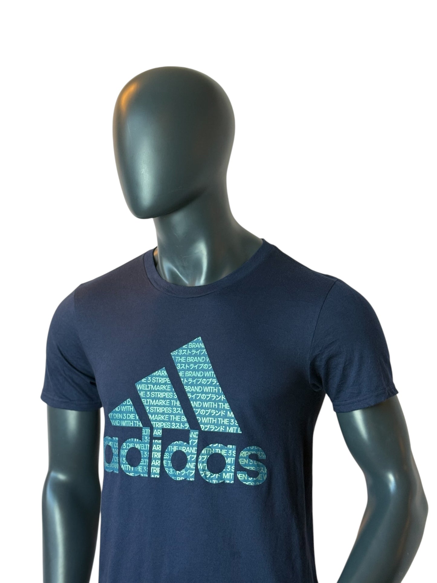 Vintage Adidas Logo T Shirt Navy Blue Graphic Tee Streetwear Essential Size S